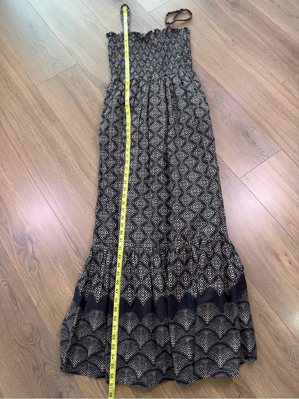 NWT Michael Stars Alejandra Smocked Maxi Dress In Black Combo Size Medium - Picture 12 of 12